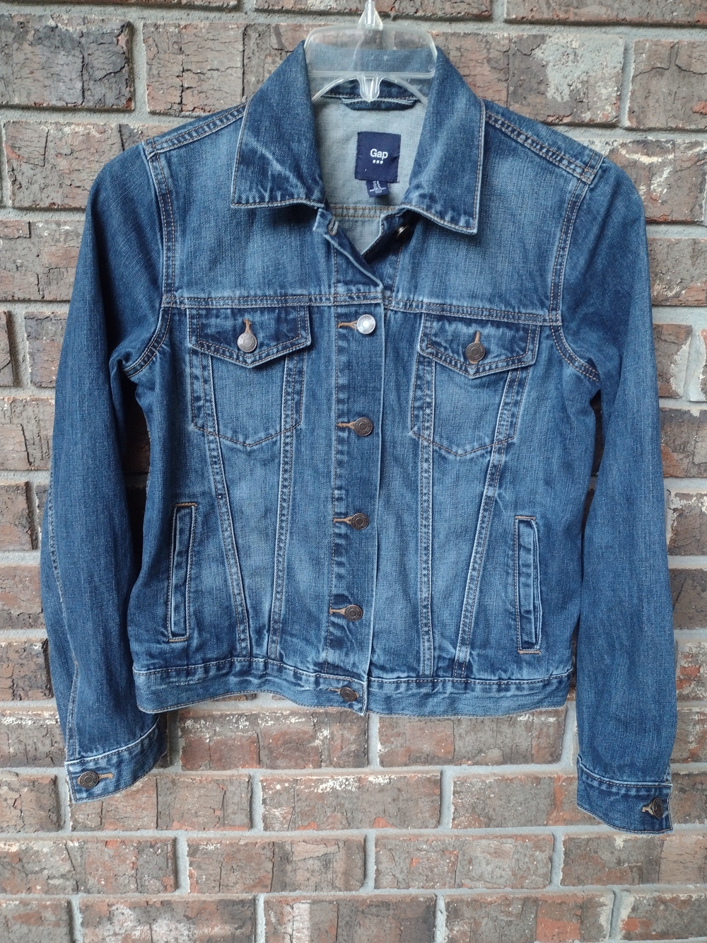 GAP Iconic Denim Blue Jean Jacket Women's S TrucKer Style 100% Cotton Western